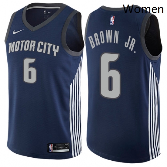 Womens Nike Detroit Pistons 6 Bruce Brown Jr Swingman Navy Blue NBA Jersey City Edition