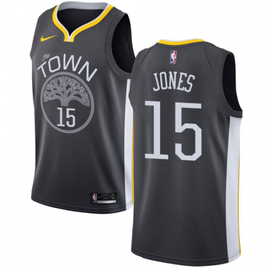 Womens Nike Golden State Warriors 15 Damian Jones Swingman Black Alternate NBA Jersey Statement Edit