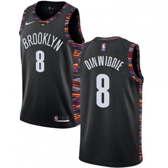 Womens Nike Brooklyn Nets 8 Spencer Dinwiddie Swingman Black NBA Jersey 2018 19 City Edition