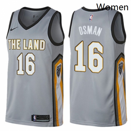 Womens Nike Cleveland Cavaliers 16 Cedi Osman Swingman Gray NBA Jersey City Edition