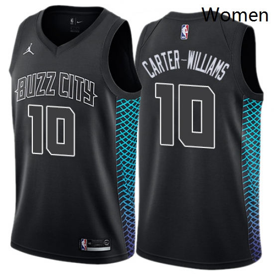 Womens Nike Jordan Charlotte Hornets 10 Michael Carter Williams Swingman Black NBA Jersey City Editi