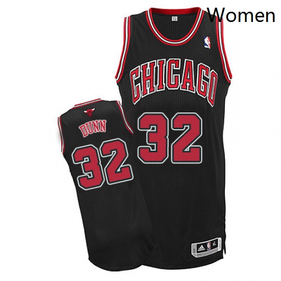 Womens Adidas Chicago Bulls 32 Kris Dunn Authentic Black Alternate NBA Jersey