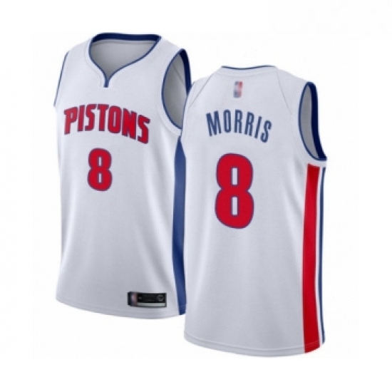 Womens Detroit Pistons 8 Markieff Morris Authentic White Basketball Jersey Association Edition