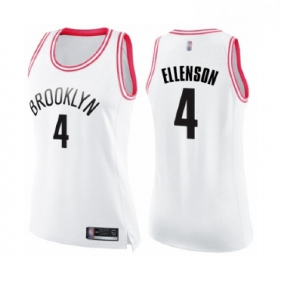 Womens Brooklyn Nets 4 Henry Ellenson Swingman White Pink Fashion Basketball Jerse