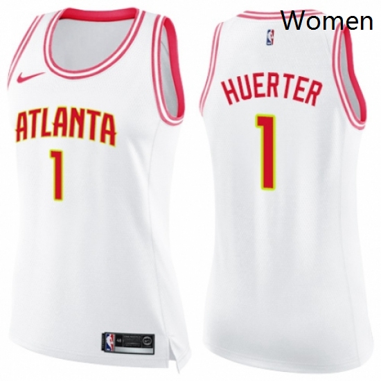 Womens Nike Atlanta Hawks 1 Kevin Huerter Swingman WhitePink Fashion NBA Jersey