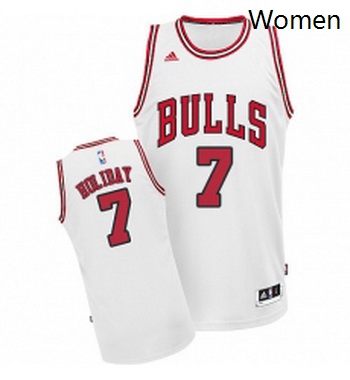 Womens Adidas Chicago Bulls 7 Justin Holiday Swingman White Home