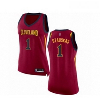 Womens Cleveland Cavaliers 1 Nik Stauskas Authentic Maroon Basketball Jersey Icon Edition