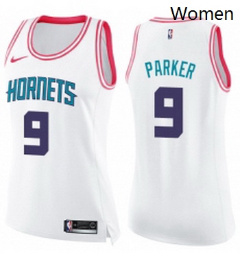 Womens Nike Charlotte Hornets 9 Tony Parker Swingman White Pink 