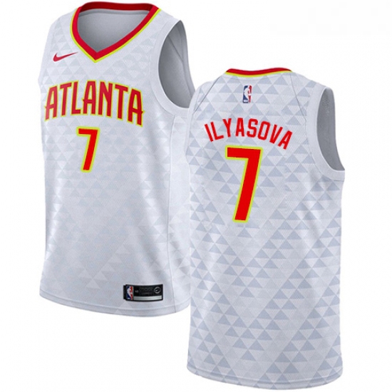 Womens Nike Atlanta Hawks 7 Ersan Ilyasova Authentic White NBA Jersey Association Edition