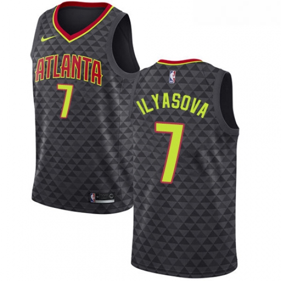 Womens Nike Atlanta Hawks 7 Ersan Ilyasova Swingman Black Road NBA Jersey Icon Edition