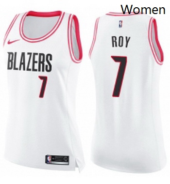 Womens Nike Portland Trail Blazers 7 Brandon Roy Swingman WhitePink Fashion NBA Jersey