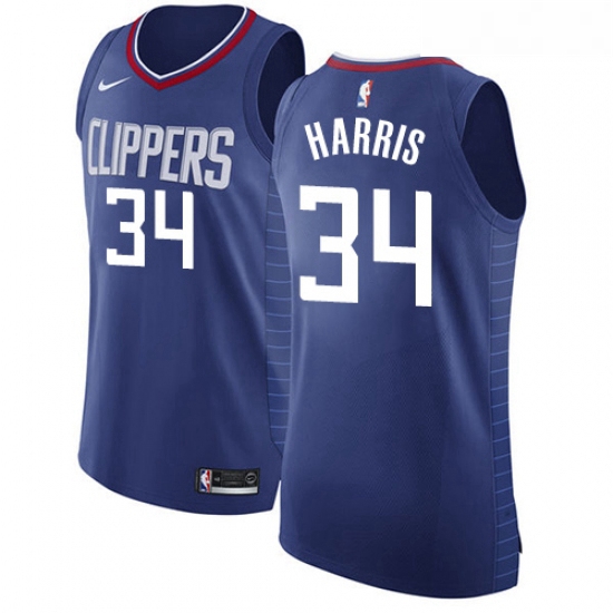 Womens Nike Los Angeles Clippers 34 Tobias Harris Authentic Blue Road NBA Jersey Icon Edition