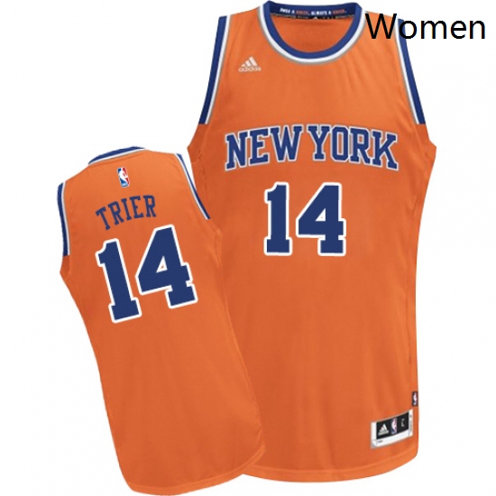 Womens Adidas New York Knicks 14 Allonzo Trier Swingman Orange Alternate NBA Jersey