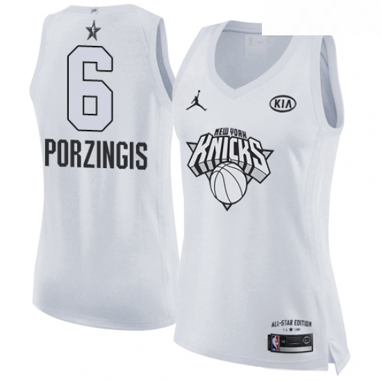 Womens Nike Jordan New York Knicks 6 Kristaps Porzingis Swingman White 2018 All Star Game NBA Jersey