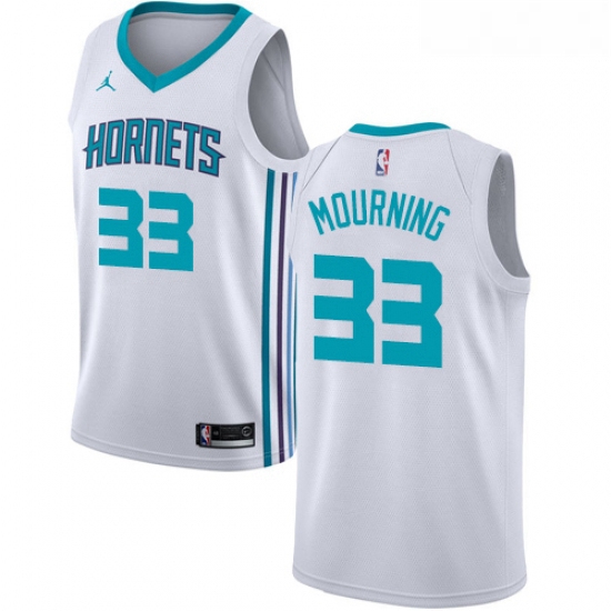 Womens Nike Jordan Charlotte Hornets 33 Alonzo Mourning Authentic White NBA Jersey Association Editi