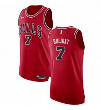 Womens Nike Chicago Bulls 7 Justin Holiday Authentic Red Road NBA Jersey Icon Edition