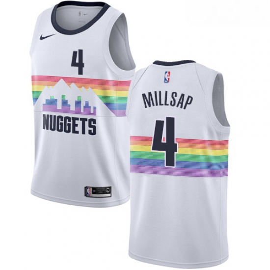 Womens Nike Denver Nuggets 4 Paul Millsap Swingman White NBA Jer