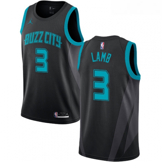 Womens Nike Jordan Charlotte Hornets 3 Jeremy Lamb Swingman Black NBA Jersey 2018 19 City Edition