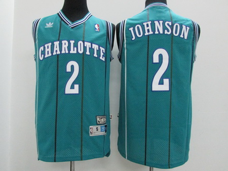 Hornets 2 Larry Johnson Teal Hardwood Classics Jersey