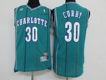 Hornets 30 Dell Curry Teal Hardwood Classics Jersey