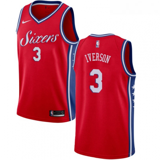 Womens Nike Philadelphia 76ers 3 Allen Iverson Swingman Red Alternate NBA Jersey Statement Edition