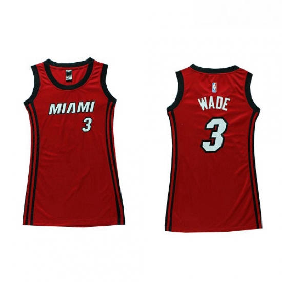 Womens Adidas Miami Heat 3 Dwyane Wade Authentic Red Dress NBA J