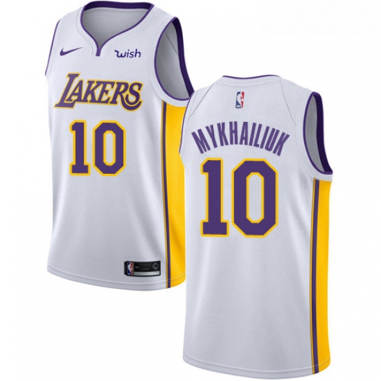 Womens Nike Los Angeles Lakers 10 Sviatoslav Mykhailiuk Swingman White NBA Jersey Association Editio