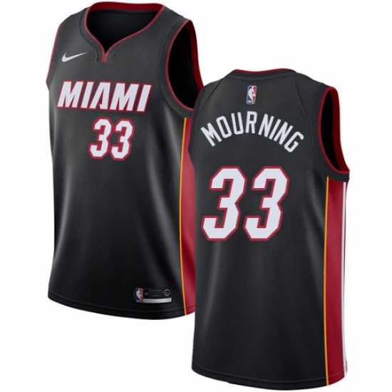 Womens Nike Miami Heat 33 Alonzo Mourning Swingman Black Road NB