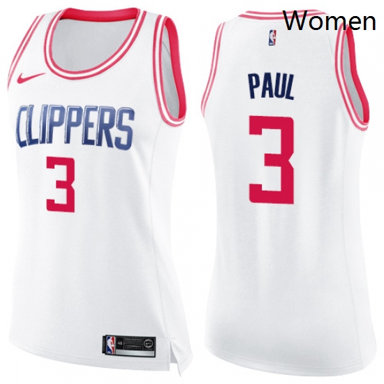 Womens Nike Los Angeles Clippers 3 Chris Paul Swingman WhitePink Fashion NBA Jersey