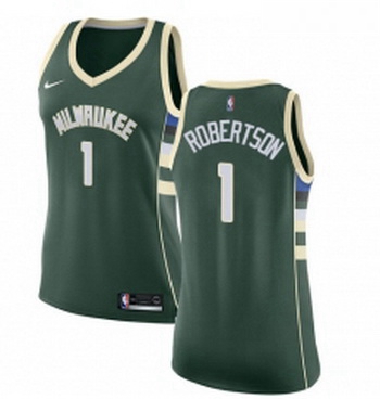 Womens Nike Milwaukee Bucks 1 Oscar Robertson Authentic Green Road NBA Jersey Icon Edition