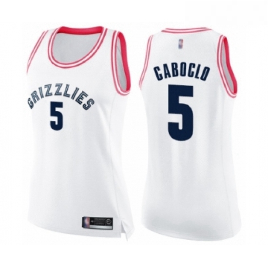 Womens Memphis Grizzlies 5 Bruno Caboclo Swingman White Pink Fashion Basketball Jersey