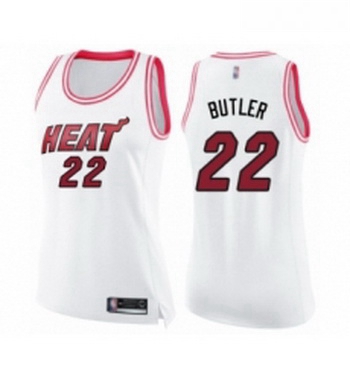 Womens Miami Heat 22 Jimmy Butler Swingman White Pink Fashion Basketball Jersey