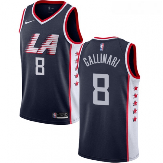 Womens Nike Los Angeles Clippers 8 Danilo Gallinari Swingman Navy Blue NBA Jersey City Edition