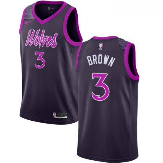 Womens Nike Minnesota Timberwolves 3 Anthony Brown Swingman Purple NBA Jersey City Edition