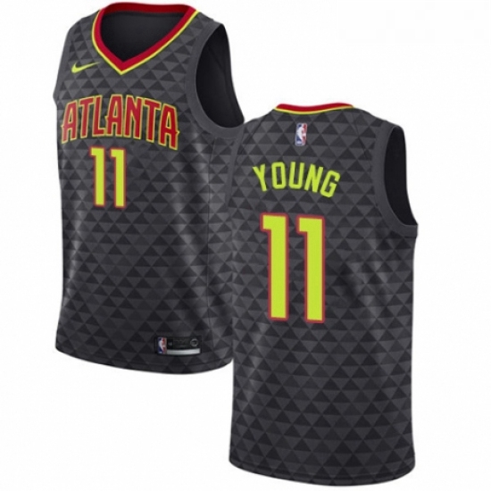 Womens Nike Atlanta Hawks 11 Trae Young Swingman Black NBA Jersey Icon Edition