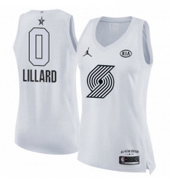 Womens Nike Jordan Portland Trail Blazers 0 Damian Lillard Swingman White 2018 All Star Game NBA Jer