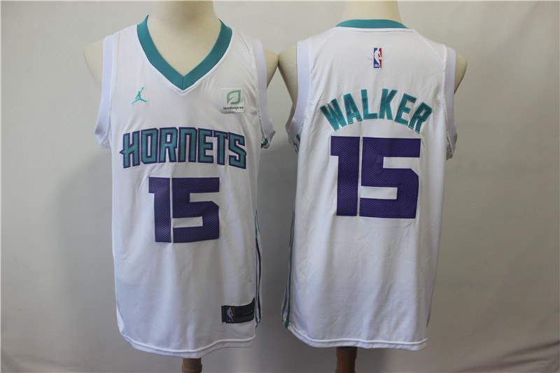 Nike Hornets 15 Kemba Walker White Jordan Brand Swingman Jersey