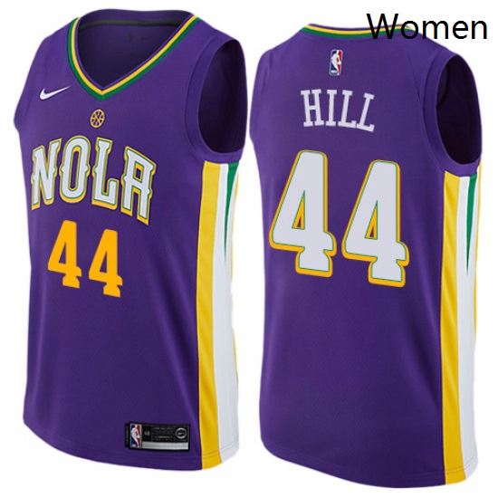 Womens Nike New Orleans Pelicans 44 Solomon Hill Swingman Purple NBA Jersey City Edition