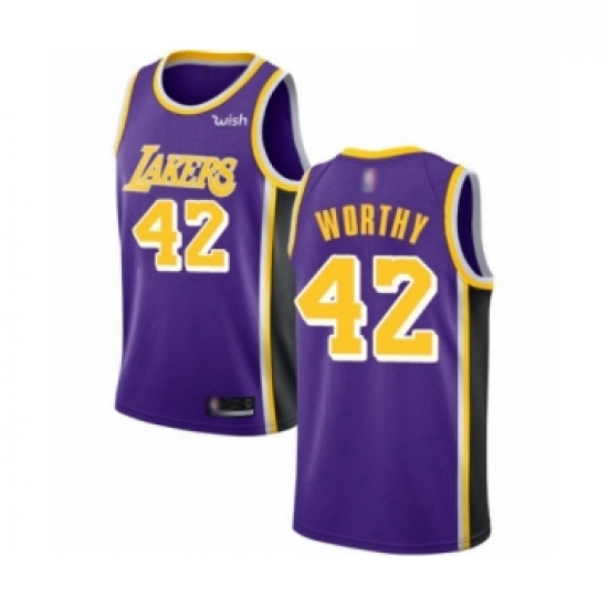 Womens Los Angeles Lakers 42 James Worthy Authentic Purple Basketball Jerseys Icon Edition