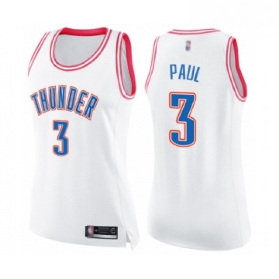 Womens Oklahoma City Thunder 3 Chris Paul Swingman White Pink Fashion Basketball Jersey