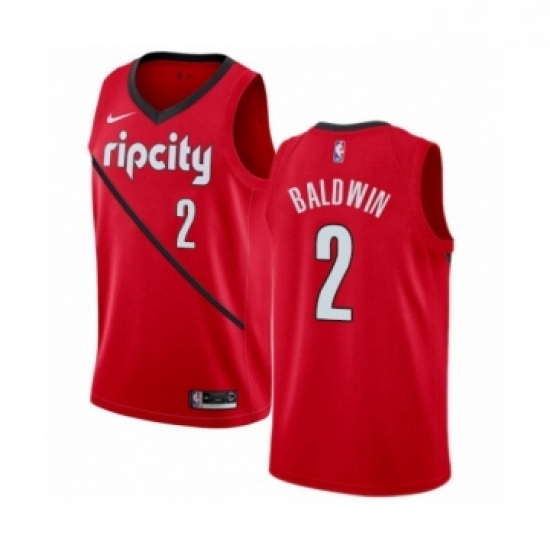 Womens Nike Portland Trail Blazers 2 Wade Baldwin Red Swingman Jersey Earned Edition