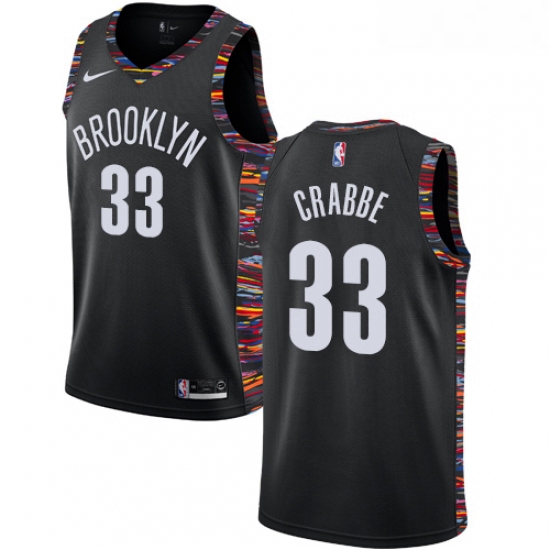 Womens Nike Brooklyn Nets 33 Allen Crabbe Swingman Black NBA Jersey 2018 19 City Edition