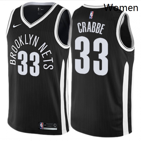 Womens Nike Brooklyn Nets 33 Allen Crabbe Swingman Black NBA Jersey City Edition