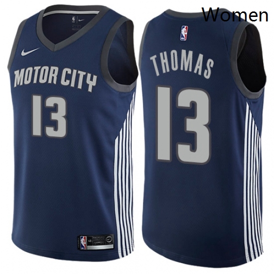 Womens Nike Detroit Pistons 13 Khyri Thomas Swingman Navy Blue NBA Jersey City Edition