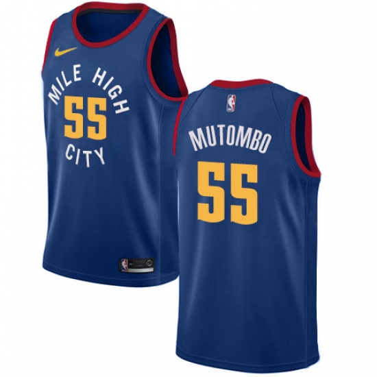 Womens Nike Denver Nuggets 55 Dikembe Mutombo Swingman Light Blue Alternate NBA Jersey Statement Edi