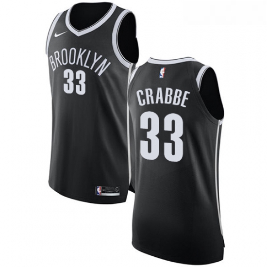 Womens Nike Brooklyn Nets 33 Allen Crabbe Authentic Black Road NBA Jersey Icon Edition