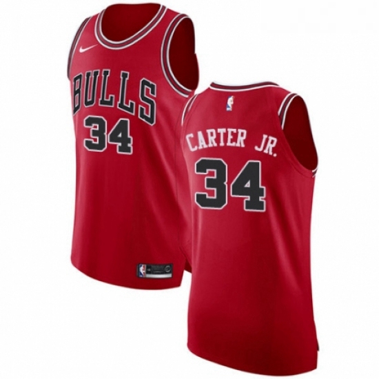 Womens Nike Chicago Bulls 34 Wendell Carter Jr Authentic Red NBA Jersey Icon Edition