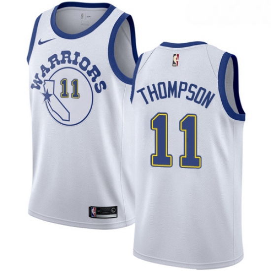 Womens Nike Golden State Warriors 11 Klay Thompson Authentic White Hardwood Classics NBA Jersey