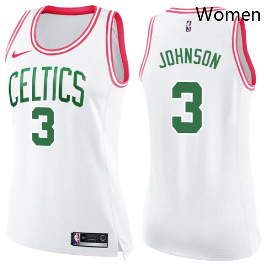 Womens Nike Boston Celtics 3 Dennis Johnson Swingman WhitePink Fashion NBA Jersey