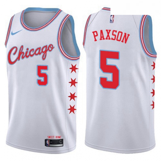 Womens Nike Chicago Bulls 5 John Paxson Swingman White NBA Jersey City Edition